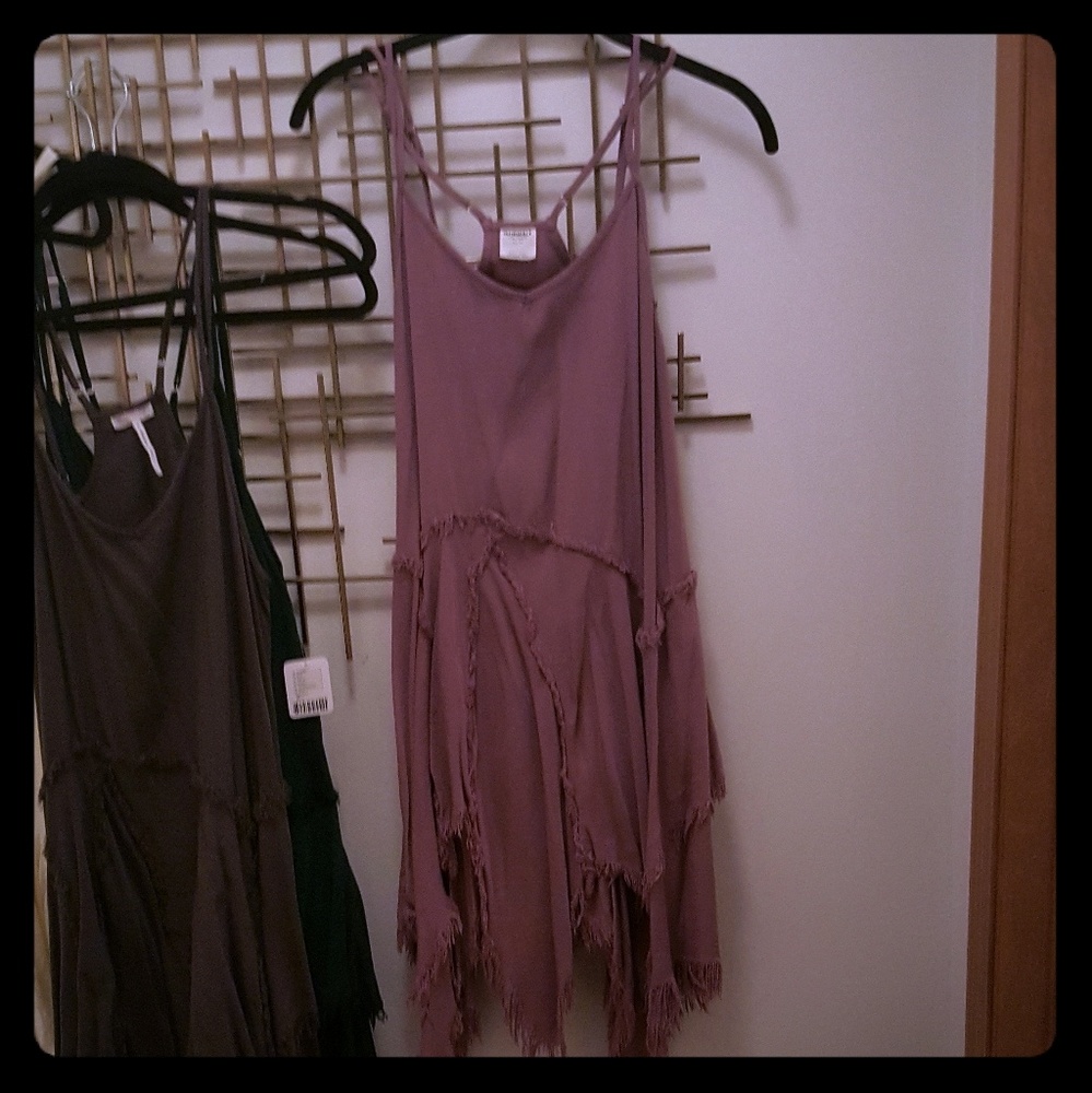 Free People Tattered Up Shredded Hem Slip Dress